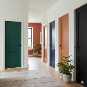 Culori curajoase pe uși: cum transformi ușa în punctul focal al camerei